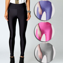 外贸女装 运动时尚大小码提臀高腰荧光糖果色女打底裤厂家批发