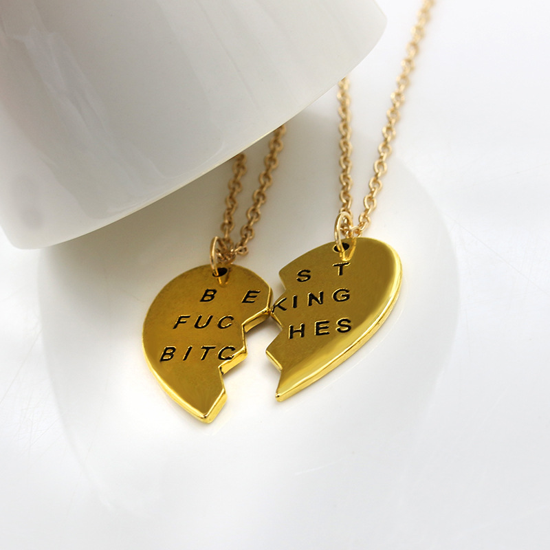 The new pendant necklace Best Fucking Bitches broken heart necklace wholesale