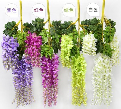 Artificial Flower Wisteria Artificial flower Curd Wall Silk flower Rattan Wedding celebration decorate Vine Plastic flowers new pattern wholesale
