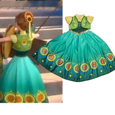 2017安娜冰雪奇缘连衣裙女童灰姑娘公主裙礼服Frozen Fever一件代|ru