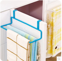廚房多用途雙杆門背式毛巾架 免釘無痕櫥櫃抹布掛架 衛生間雜物掛