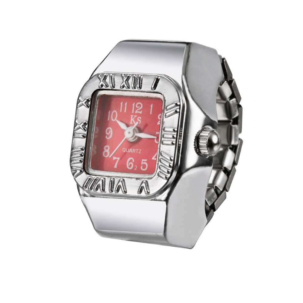 Square Pattern Retro Classic Style Square Quartz Watch Rings