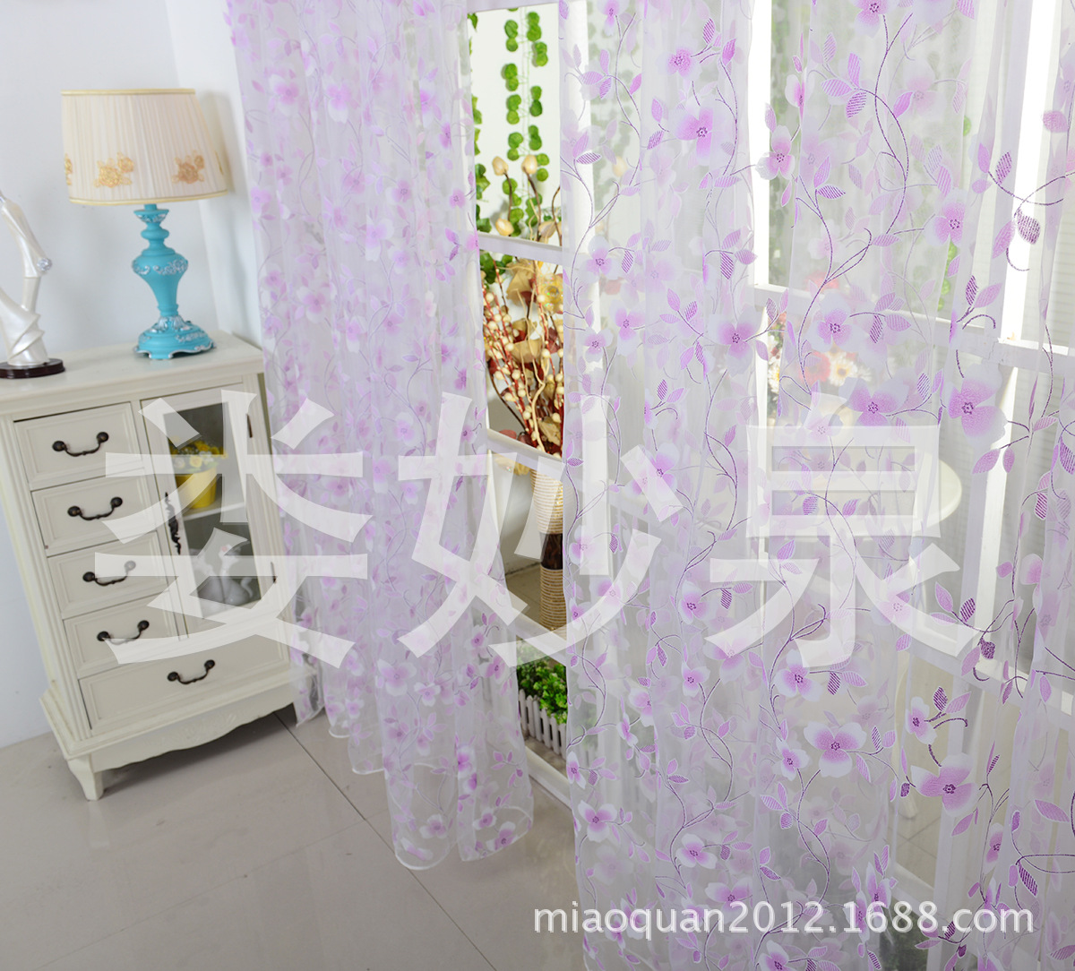 Window Screen Pastoral Clover Pattern Curtain Not Shading Living Room Bedroom Entrance Partition EBAY AliExpress Hot Sale