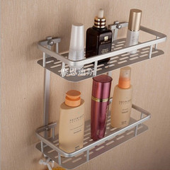 Aluminum Double-Layer Aluminum Shelf with Hooks, Aluminum Alloy Shelf for Bathroom, Wholesale Space Aluminum Bathroom Shelf