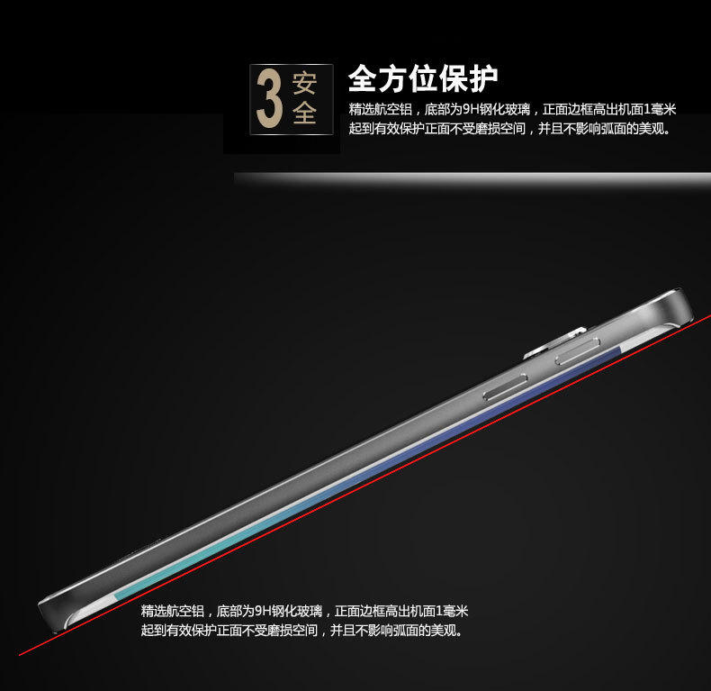 Luphie Aircraft Aluminum Metal Frame 9H Tempered Glass Back Cover Case for Samsung Galaxy S6 Edge Plus G9280 & S6 Edge G9250