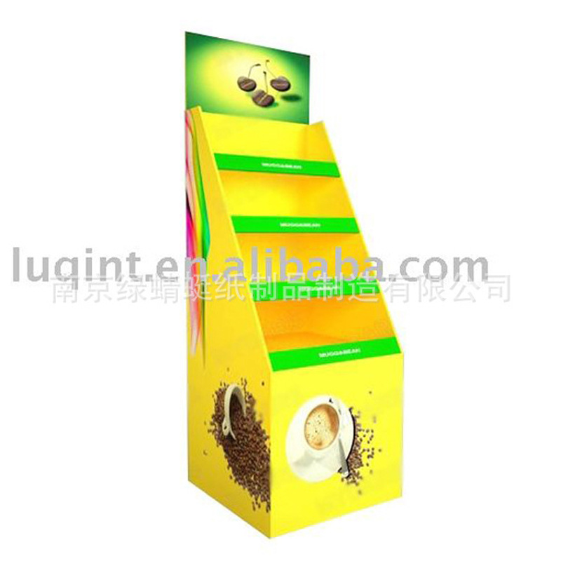 厂家直销瓦楞纸质展示架超市瓶装饮料落地式促销纸货架