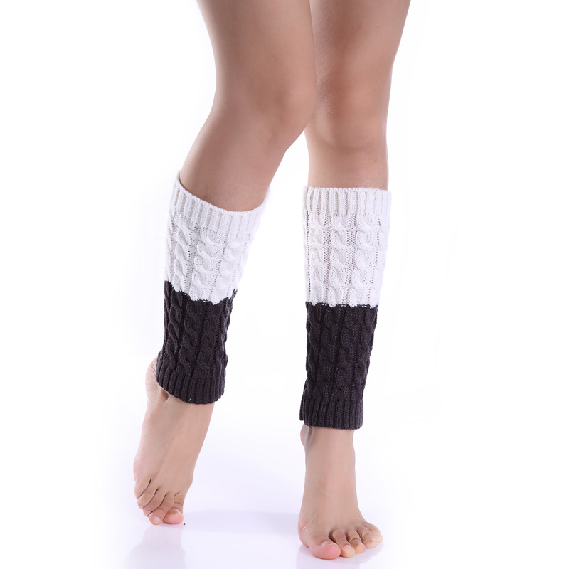 Dames sokken van gebreide wol tweekleurig herfst en winter_voghion.com