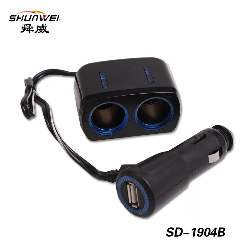 Erhole с USB зажигалкой, одноточечное устройство распределения питания автомобиля USB-зарядка SD-1904B