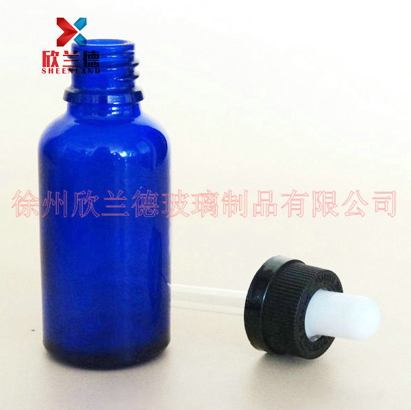 30ml蓝色玻璃瓶 蓝色精油瓶 精油分装瓶 可丝印烫金蒙砂