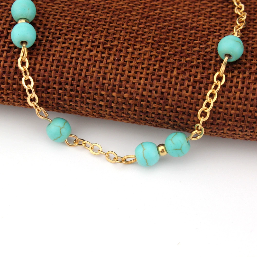 Accessory, fashionable beaded bracelet handmade, turquoise ankle bracelet, European style, simple and elegant design