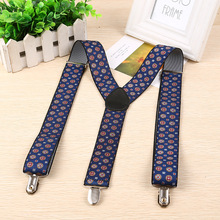 厂家直供男士三夹3.5提花背带 3.5*100cm三夹印花织带 铜钱花色