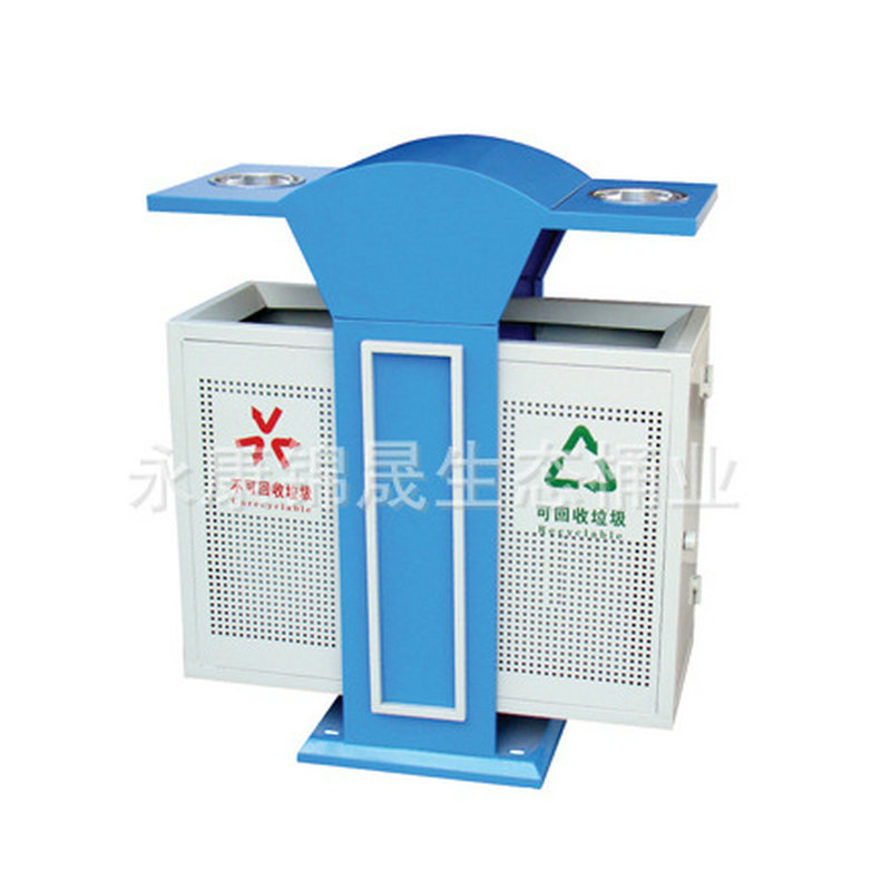 浙江永康钢木果皮箱 钢木分类垃圾桶 保洁桶 防腐木保洁桶