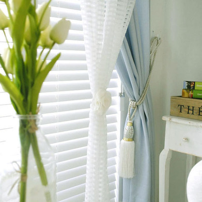 新款现代简约宽幅白色镂空网格纱酒店工程 窗帘成品定制 一件代发