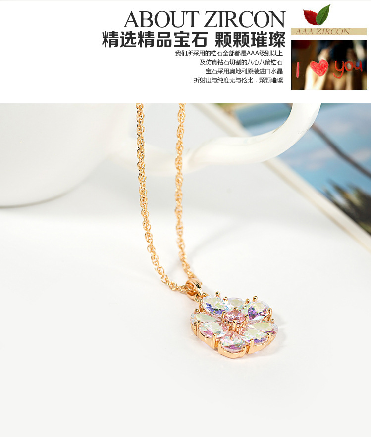 Simple Zircon Color Flower Necklace display picture 7