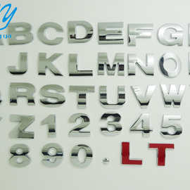 性DIY英文字母车贴金属改装字母数字贴 汽车装饰车标标志改装尾标