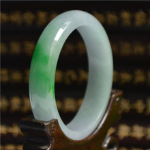 天然缅甸A级翡翠白底正阳绿玉手镯 特价冰糯种飘花玉镯子手圈