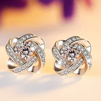 Earrings, universal accessory, silver 925 sample, flowered, wholesale, Korean style, 925 sample silver