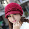 Warm demi-season woolen winter knitted hat with hood, Korean style