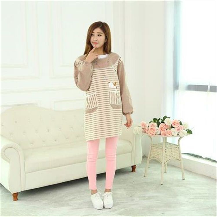 Nuevo estilo coreano lindo moda ropa anti-espalda manga larga delantal cocina anti-vestirse delantal kindergarten overoles