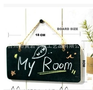 Wholesale South Korea pastoral style wooden hanging small blackboard creative wall hanging door plate for home store with hemp rope