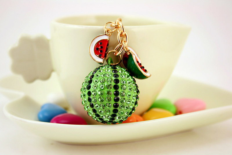 54g Weight Alloy, Metal Material Fruit Pattern Unisex Gender Korean Watermelon Keychain 3