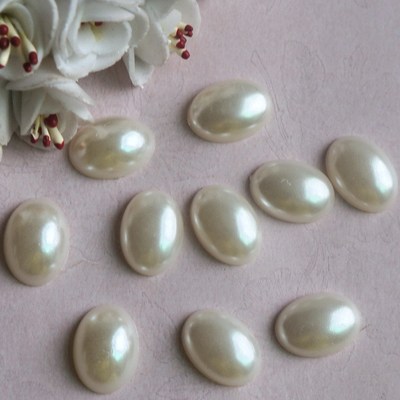 厂家直销 ABS椭圆仿珍珠10*14mm 半面米白蛋形仿珍珠 DIY饰品配件