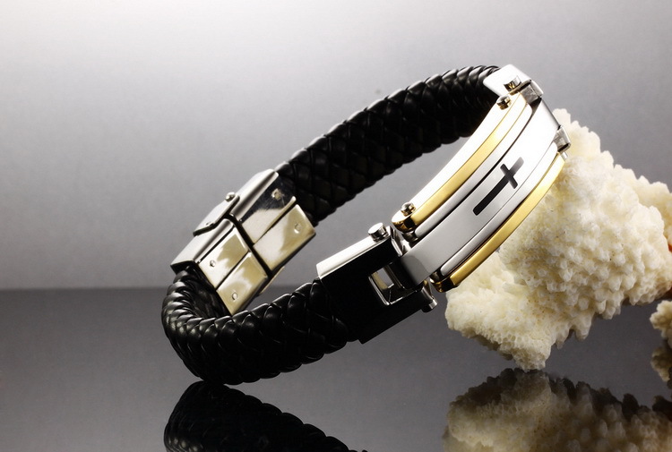 Retro Fashion Men's Classic Creative Cross Leather Bracelet display picture 14