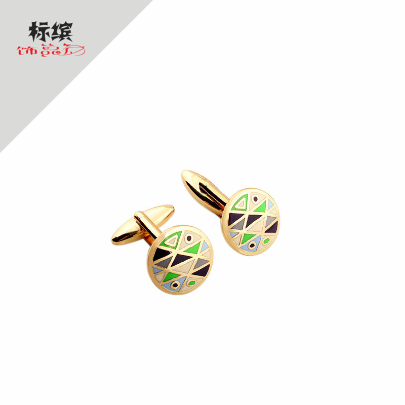 Customized Enamel Cufflinks, Painted Glue Enamel Jewelry, Electroplated Real Gold Enamel Accessories, Men's Cufflinks