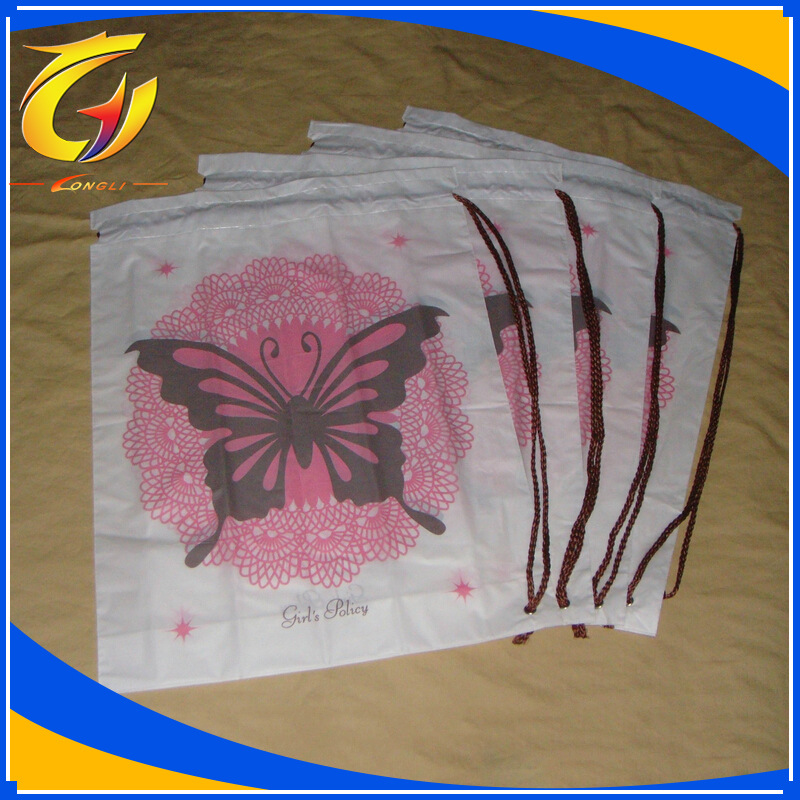 供应塑料薄膜袋穿绳束口袋手提拉绳袋双层穿绳袋2防护环保材质