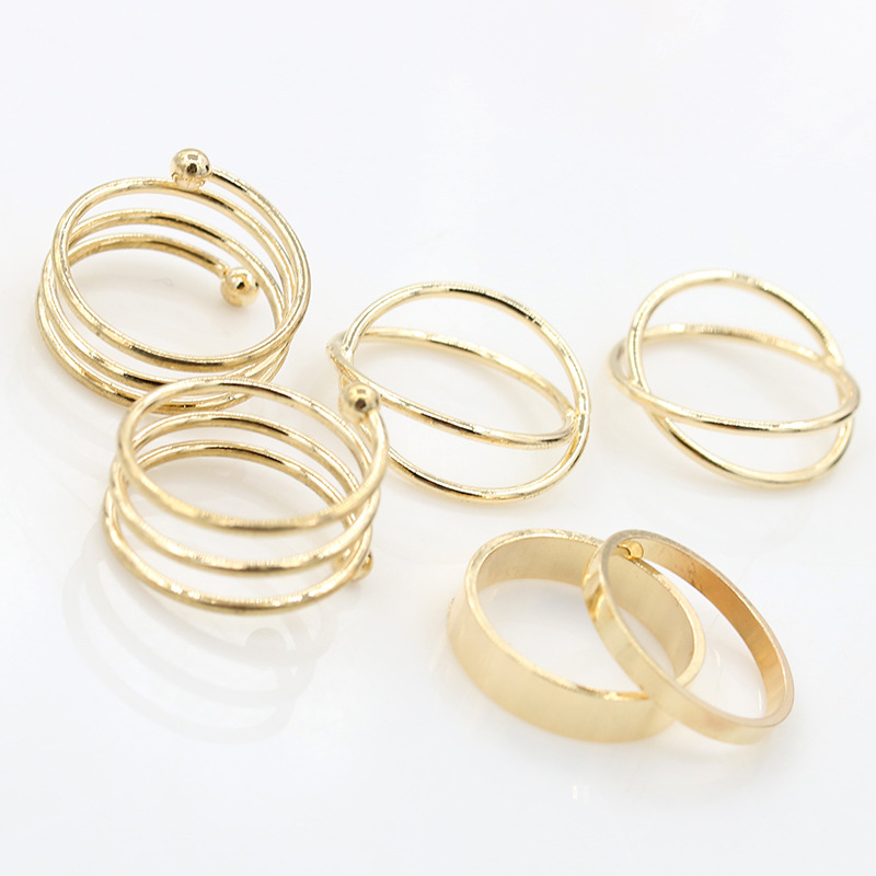 New Cross Metal Rings Six-piece Set display picture 8