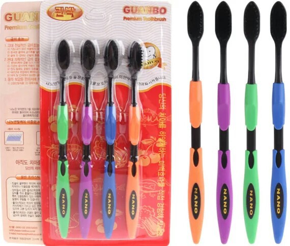 Daily necessities 4 sets of toothbrush bamboo charcoal tip toothbrush hot toothbrush company-holiday gifts