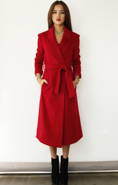 New Spring and Autumn Female Overcoat with Super Long Wool Fabric