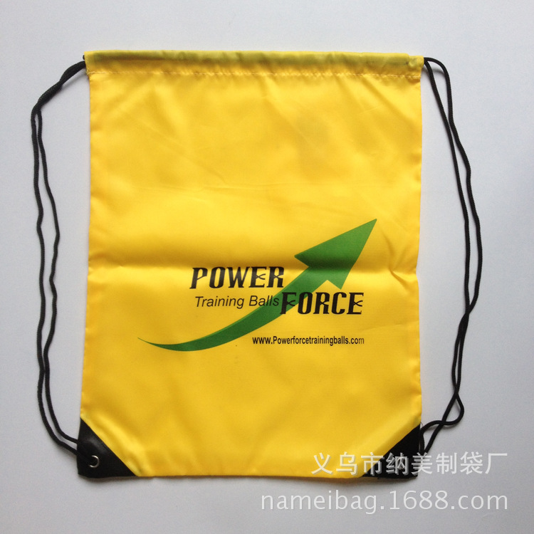 外贸出口涤纶抽绳袋 网布拼接式束口背袋 PU加固简易抽绳收纳袋