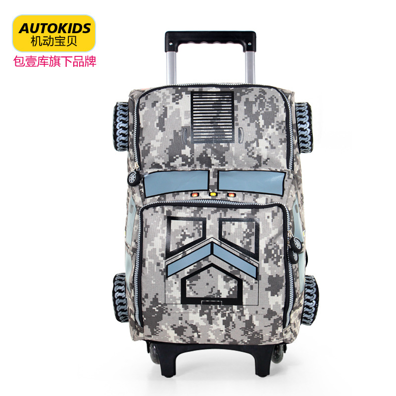 新款韩版3D车型尼龙学生拉杆书包可拆卸男童拉杆背包厂家直销