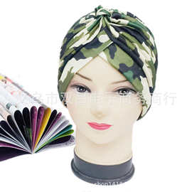义乌双吕野战军营新款迷彩印度帽绿色民兵军绿风印花印度帽子