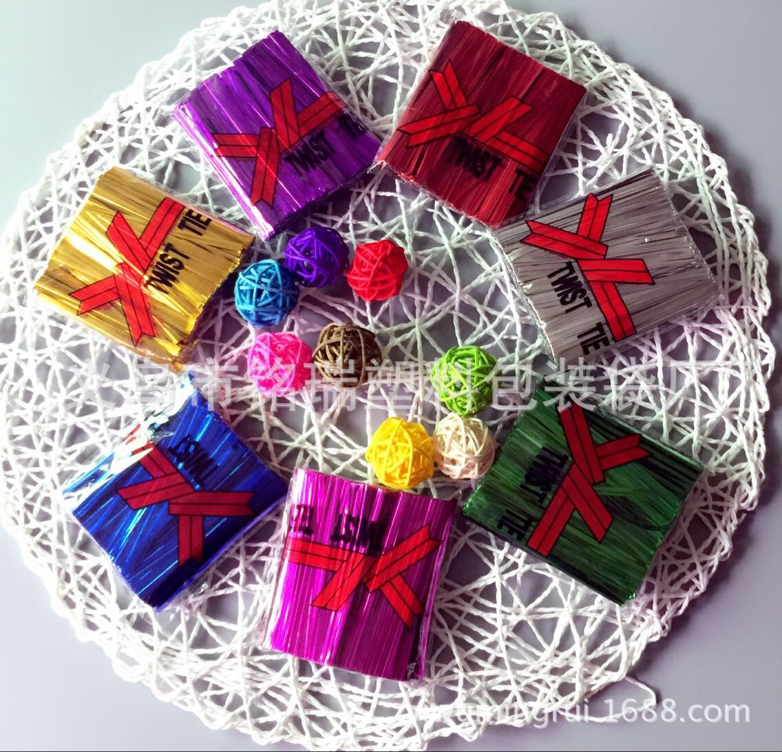 批发DIY食品礼品包装金属扎带10cm铝箔铁彩色扎口带鲜花包装760支