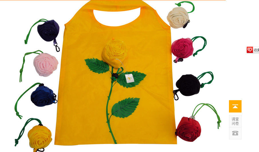 义乌嘉悦玫瑰花折叠袋玫瑰花便捷购物袋厂家直供 可印刷logo