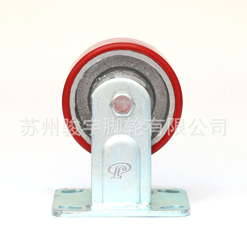 厂家供应 重型PU脚轮 耐磨静音4寸固定脚轮 工业脚轮 重型万向轮