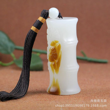 新疆和田玉籽料羊脂白玉竹节竹竿手把件 节节高手玩件