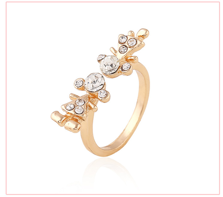 1 Piece Fashion Heart Shape Flower Fish Bone Alloy Inlay Rhinestones Womenu0027S Rings