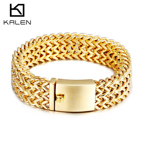 Card wheel new titanium steel bracelet simple, fashionable and generous electroplated 18K gold men's stainless steel jewelry