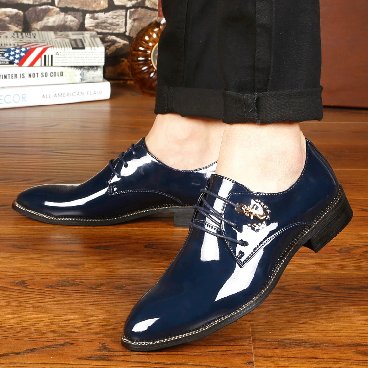 Осенняя новая двухцветная модная мужская обувь с корейским острым носком Golden Edge Mirror