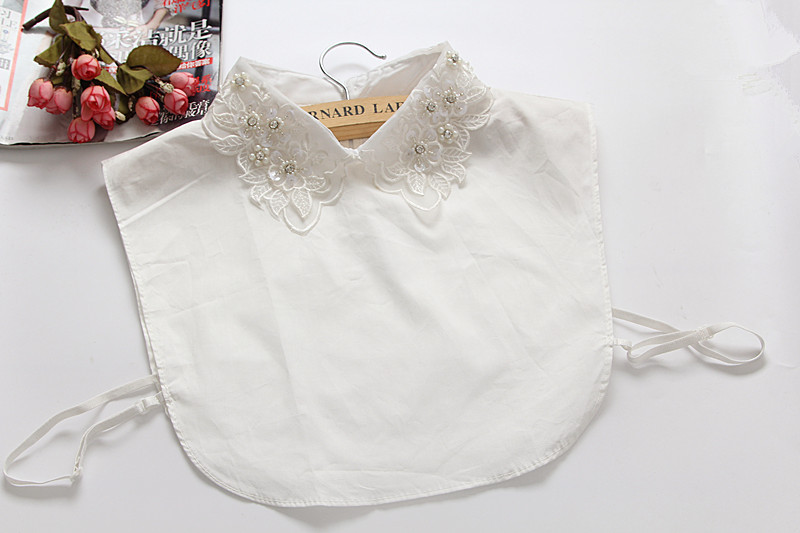 Baumwoll-Fake-Kragen, abnehmbarer Dickey-Spitzenkragen, Bluse, halbe Hemden, Peter-Pan-Faux-Falscher Kragen für Frauen und Mädchen, Gefälligkeiten – Detail 16