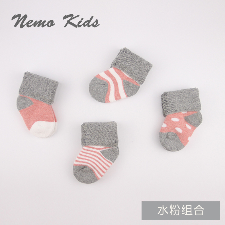 Europeo solo peinado algodón traje bebé Terry calcetines sin hueso costura invierno cálido engrosada bebé Calcetines