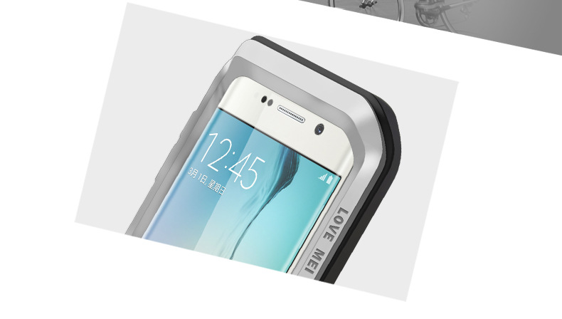 LOVE MEI Powerful Water Resistant Shockproof Dust/Dirt/Snow Proof Aluminum Metal Outdoor Heavy Duty Case Cover for Samsung Galaxy S6 Edge