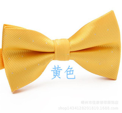 成年男士结婚派对光滑闪亮斑点双层领花女生蝴蝶黑白金黄细纹领结|ms