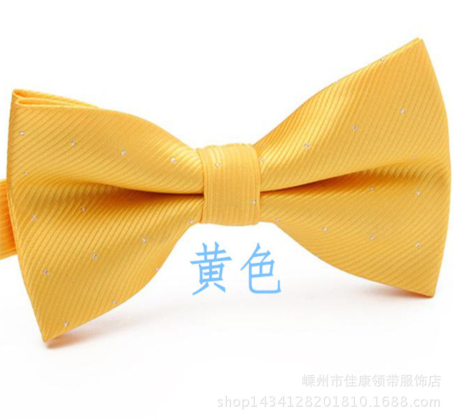 成年男士结婚派对光滑闪亮斑点双层领花女生蝴蝶黑白金黄细纹领结|ms