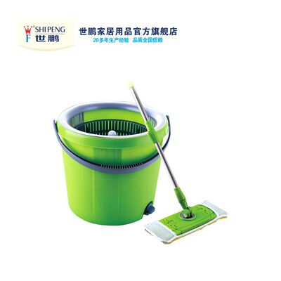 世鹏单桶双驱动直升旋转拖桶手压甩水拖布 平板拖F-33