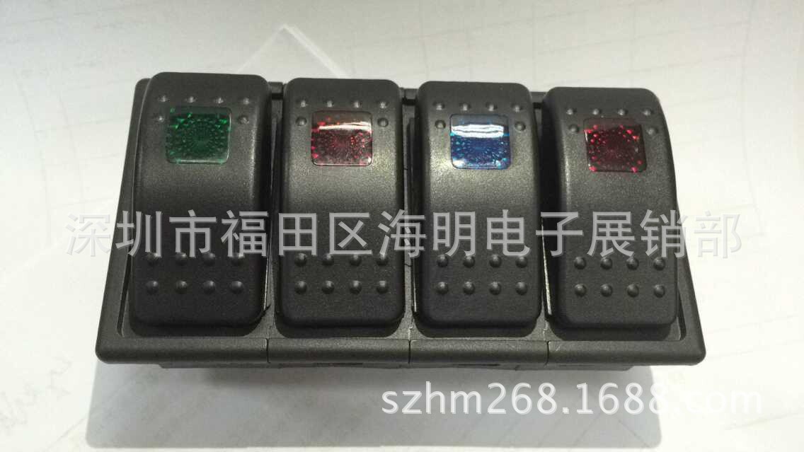 ON-OFF汽车房车改装开关船形开关带翘板电源开关带LED指示灯开关