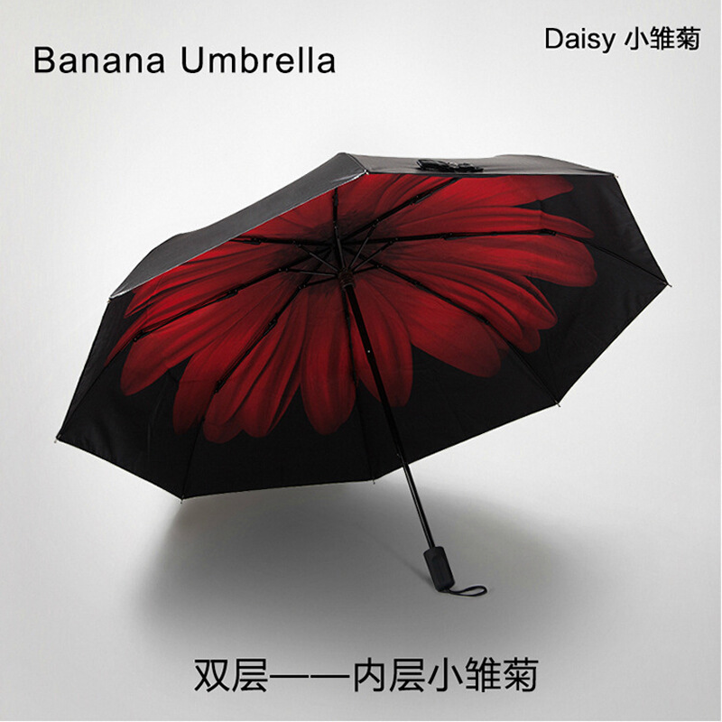 厂家现货BananaUmbrella新款浅妃 小雏菊防晒小黑伞遮阳双层，下单备注颜色3